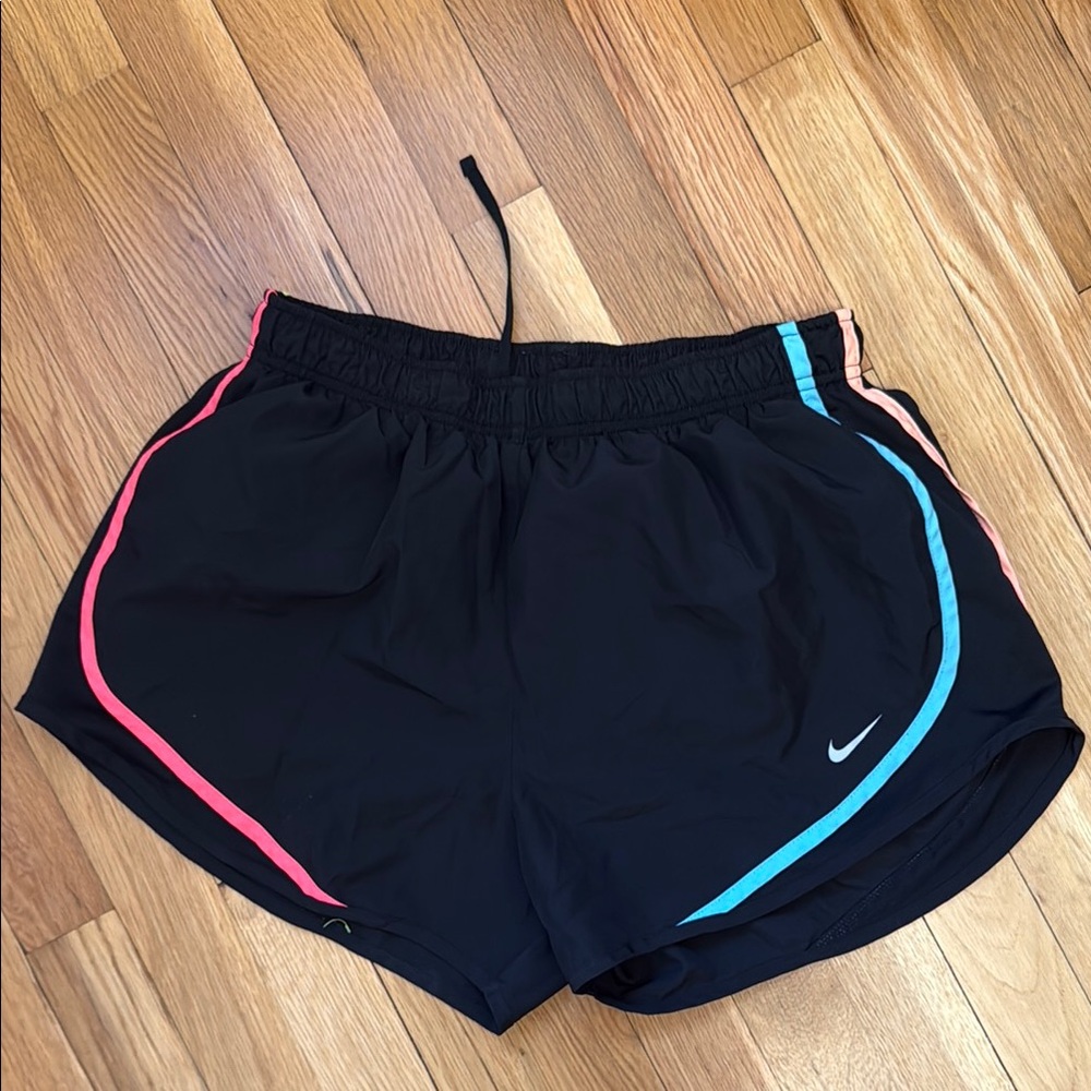 Nike Black with Pink, blue and green accents. Athletic Shorts Lightweight Design
